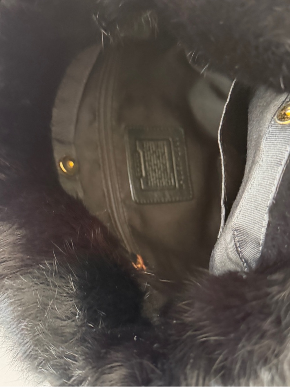 Vintage Coach Quilted Ski Hobo Black Rabbit Fur Handbag - Picture 14 of 14